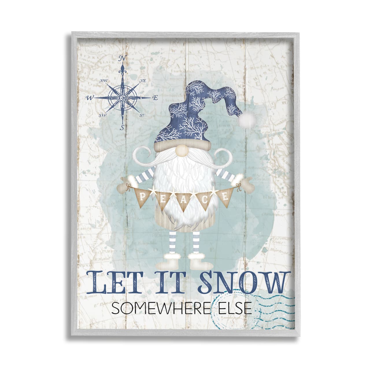 Stupell Industries Let It Snow Somewhere Else Gnome Framed Giclee Art